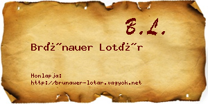Brünauer Lotár névjegykártya